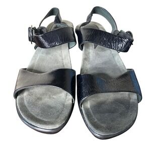 Dansko Shoes Size 41 US 10.5 Black Patent Leather Wedge‎ Sandals